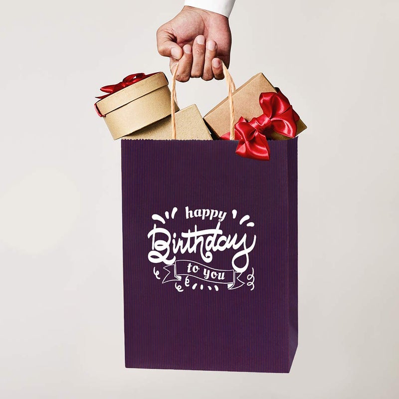 BagDream Gift Bags 100Pcs 5.25x3x8 Small Kraft Paper Gift Bags with Handles Bulk, Purple Paper Sacks for Small Business, Retail, Merchandise, Grocery, Wedding Birthday Party favor - Image 5